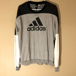 Black White and Grey Large Adidas Long Sleeve Shirt